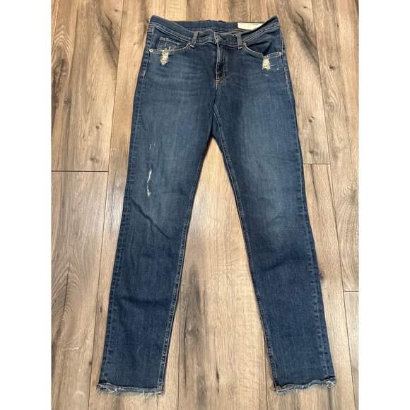 Rag & Bone Mens Distressed Slim Fit Jeans Size 32 Blue Denim Casual Wear - Picture 1 of 9